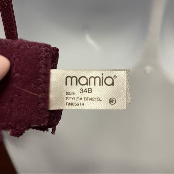 NWT Mamia Wine Colored Lace Padded Bra With Cream Stitching Detail Size 34B - Picture 6 of 11